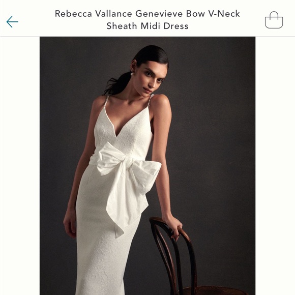 Anthropologie Rebecca Vallance Genevieve Bow V-Neck Sheath Midi - Picture 2 of 6